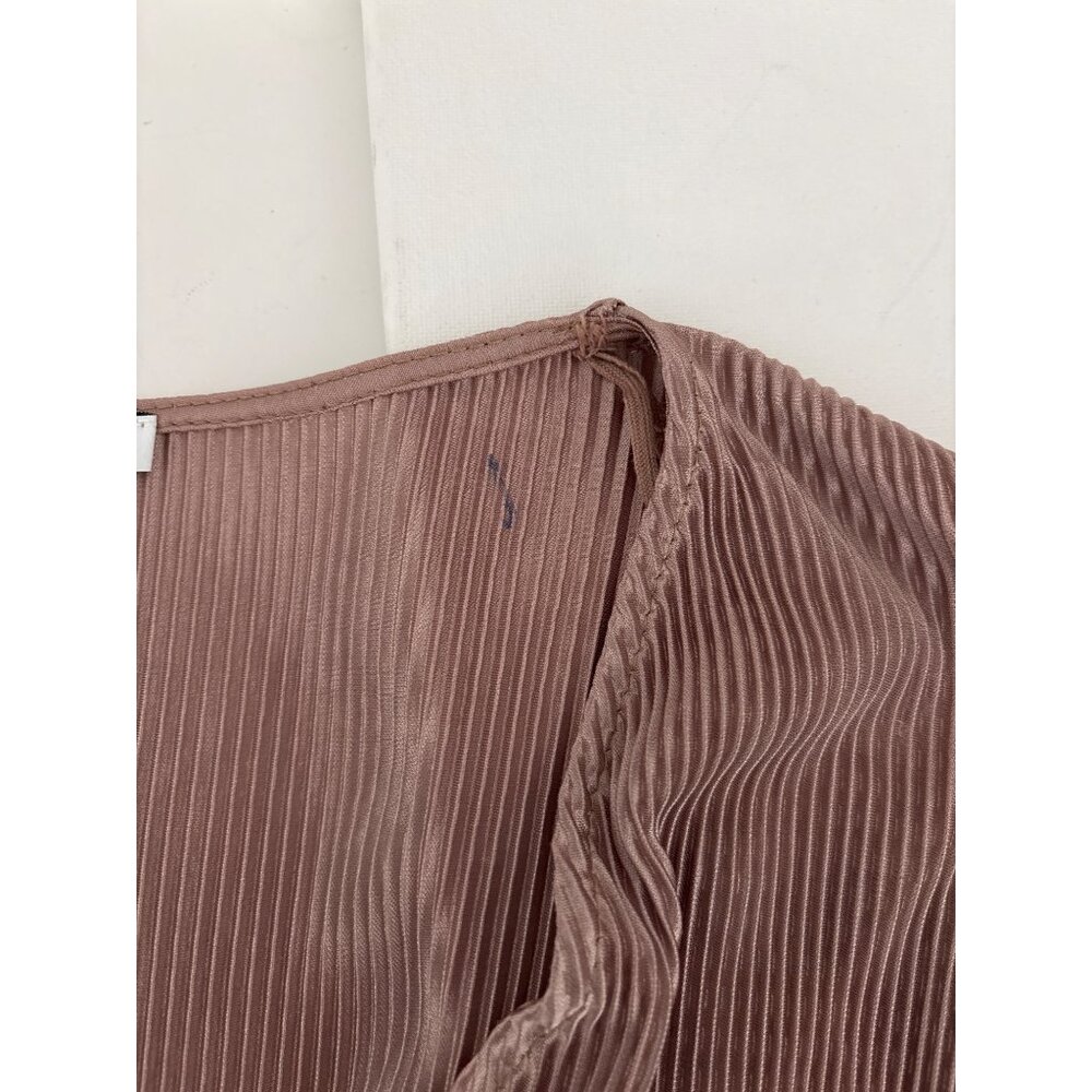 Zara Peplum Blouse Sz Small Pleated Mauve Surplice Romantic Feminine Ruffled Hem - Picture 4 of 14